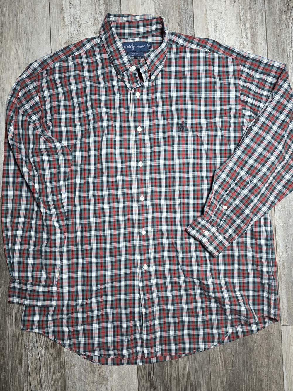 Ralph Lauren Vintage Men's Blake 100% Cotton Plaid Longsleeve Button-down Sz Lg